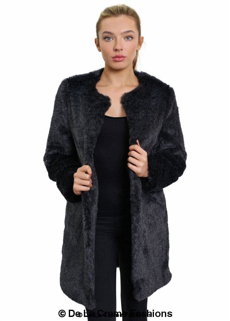 De La Creme Womens Faux Fur Classic Coat