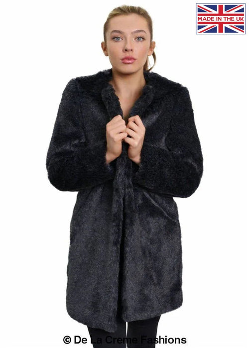 De La Creme Womens Faux Fur Classic Coat