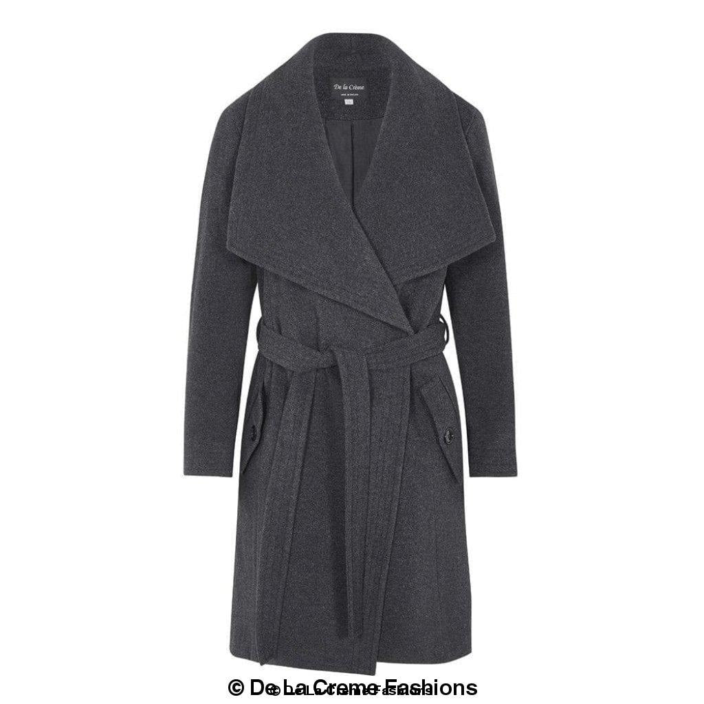 De La Creme Womens Wool Blend Large Lapel Duster Coat